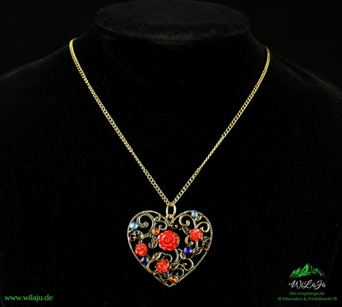 Kette mit herzanhänger - mit, roten