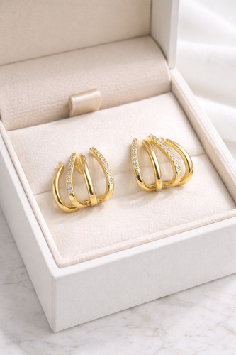 Gold creolen damen mehrreihig - creolen,