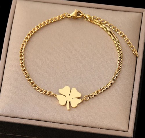 Edelstahl armband kleeblatt - armband,