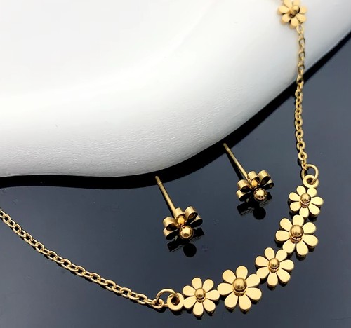 Damen halskette ohrringe blume - halskette,